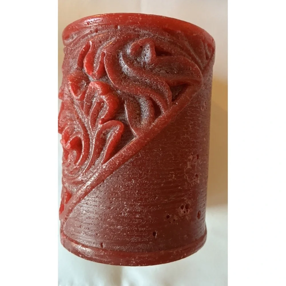 VTG pier 1 imports Plum Bordeaux Carved Pillar Candles Set of 5 Rare HTF